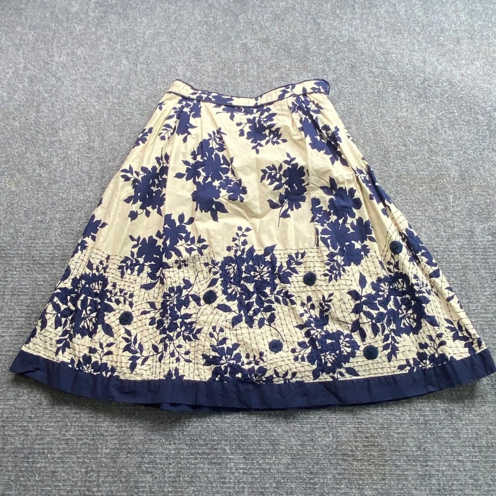 Vintage Y2K Coldwater Creek Skirt 8 Blue Textured Floral Boho Fairy Cottagecore